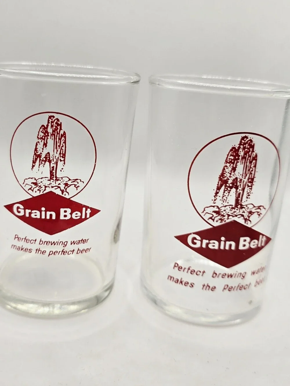 Vintage Grain Belt Beer Glasses Red 80s